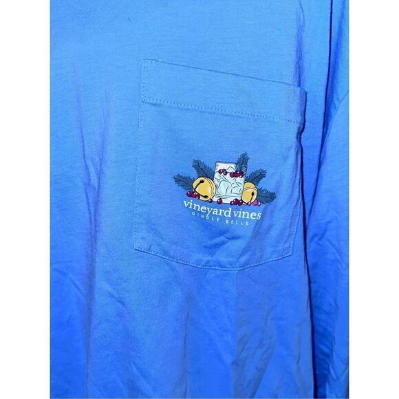 Vineyard Vines Mens Shirt Jingle winter Bells Long Sleeve Pocket Graphic Tee  Po - Picture 7 of 8